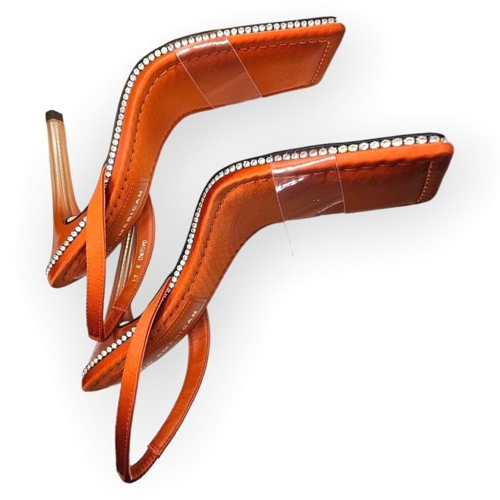 Crystal Crush Lucite Rhinestone Orange Stiletto Sandal by Good American SZ‎ 6.5 - Picture 8 of 8